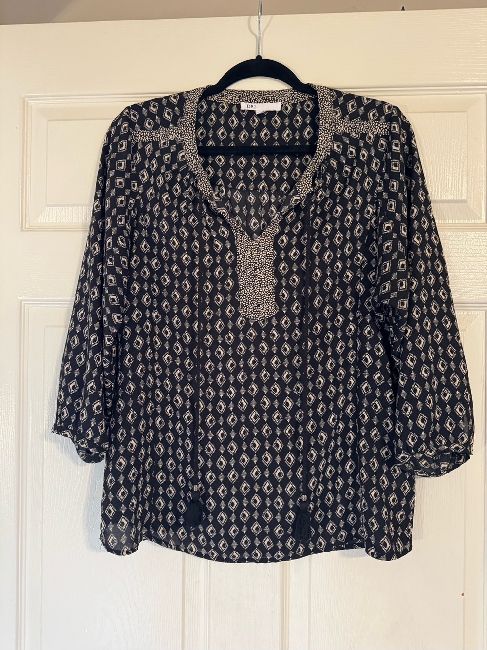 DR2 Black and White Printed Tunic Top